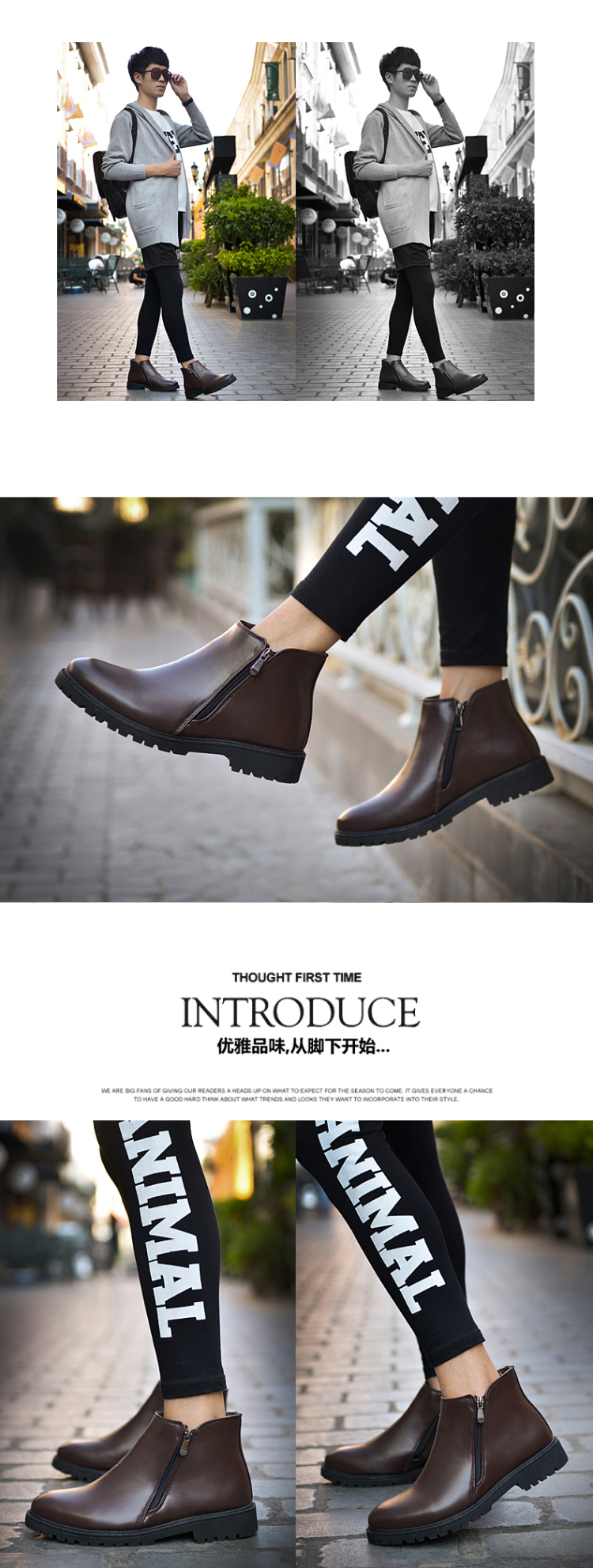 Mùa hè 2018 Phong cách giày da nam của Anh Nhà tạo mẫu tóc Martin ủng nam ủng tăng giày thủy triều cao giày Chelsea Boot nam chính hãng