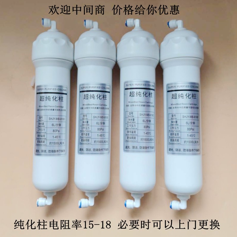 10寸去离子交换树脂超纯化柱 实验室超纯水机配件滤芯 2只装超纯化柱