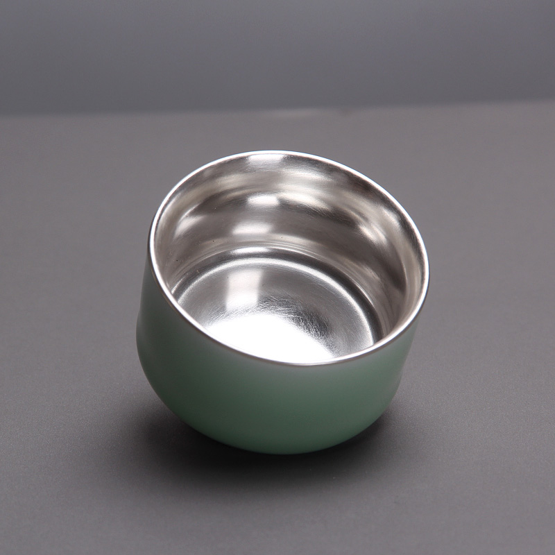 Mingyuan FengTang silver kung fu tea health cup of longquan celadon tea cup single cup silver creative cup sample tea cup host