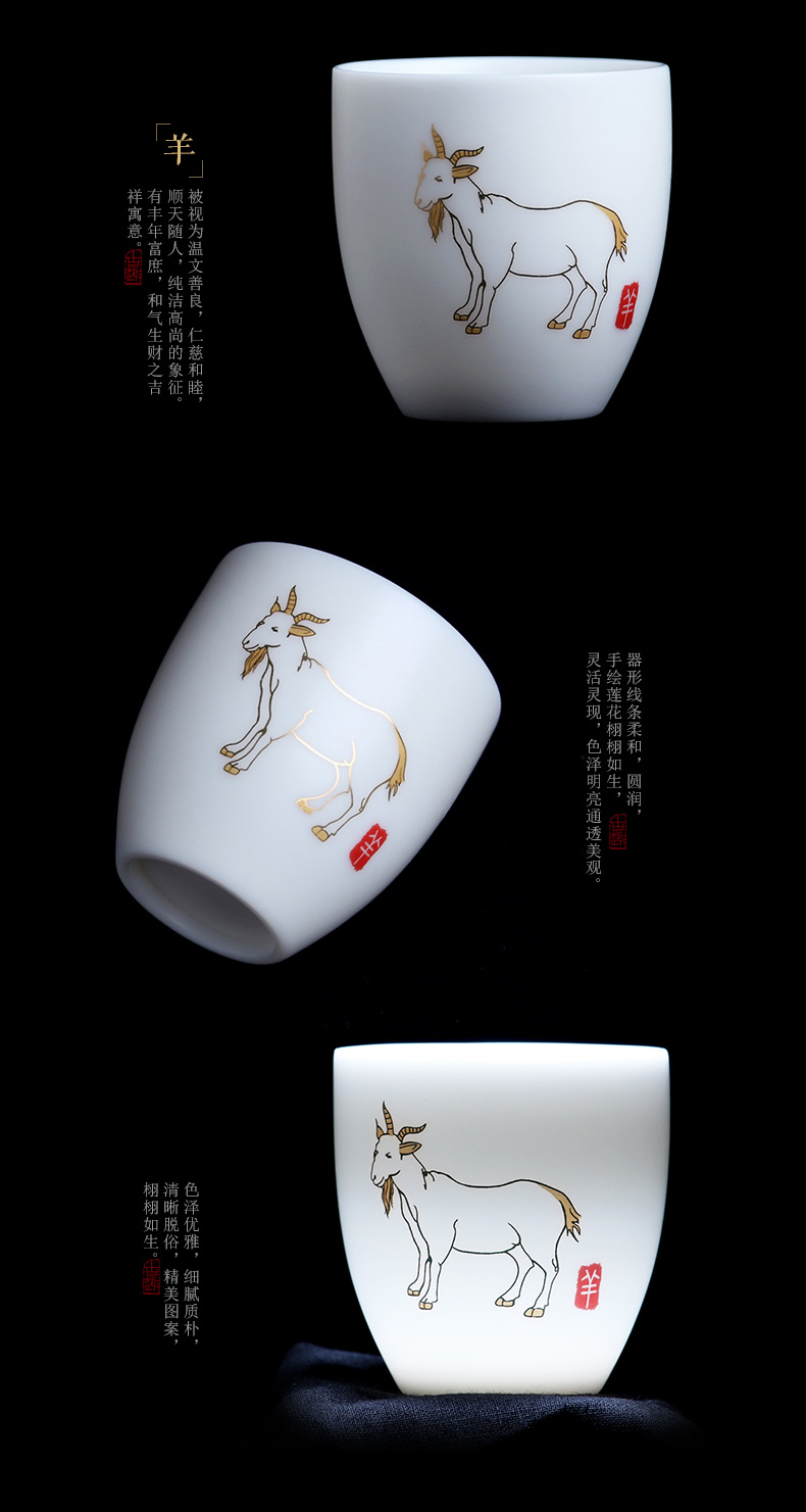 Mingyuan FengTang zodiac dehua white porcelain ivory white perfect cup sample tea cup pu 'er tea cup master CPU