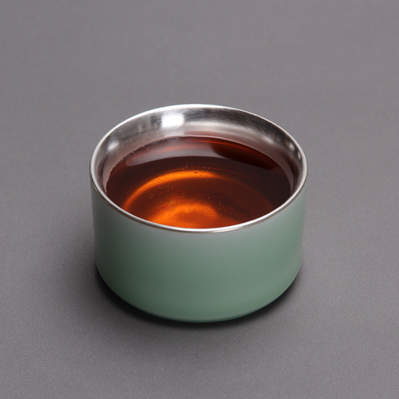 Mingyuan FengTang silver kung fu tea health cup of longquan celadon tea cup single cup silver creative cup sample tea cup host