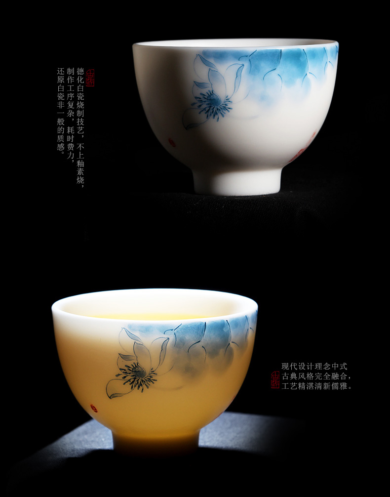 Mingyuan FengTang dehua white porcelain all hand hand draw pastel kung fu tea tea sample tea cup, master cup ceramic cup bowl