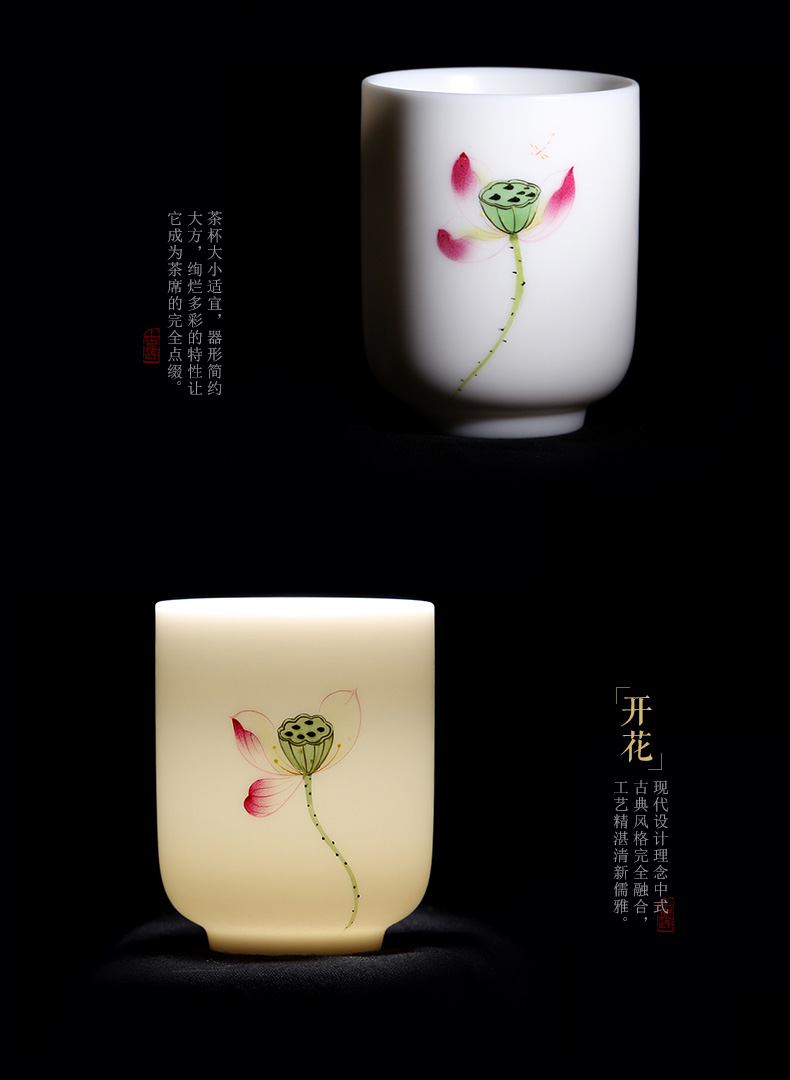 Mingyuan FengTang dehua white porcelain cup warm hand large ceramic cups all manual hand - made master kung fu tea cup single CPU