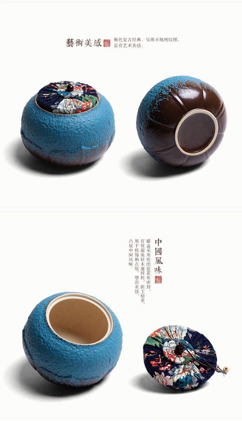 Mingyuan FengTang sealed ceramic pot of tea box barrels of large storage tank receives the pu - erh tea caddy fixings mini portable tea set