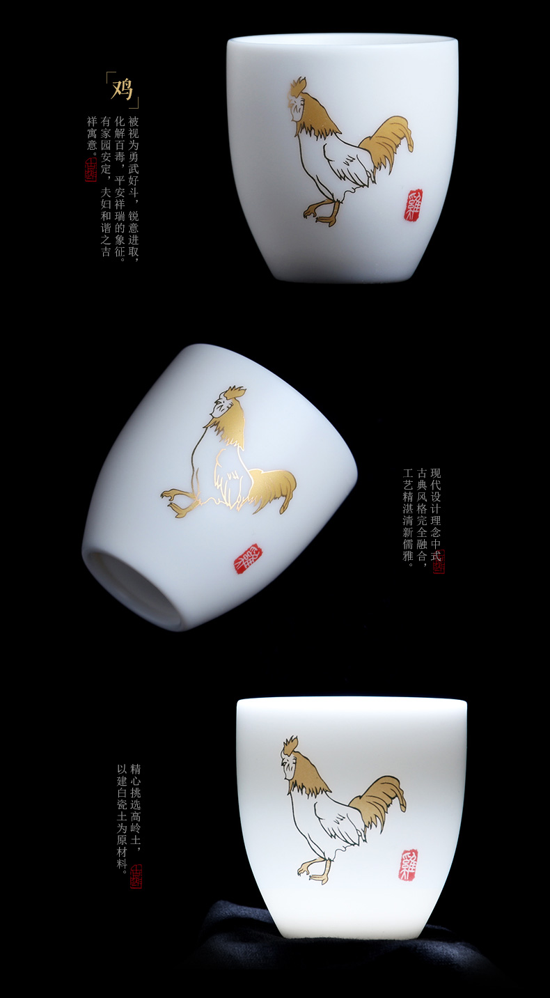 Mingyuan FengTang zodiac dehua white porcelain ivory white perfect cup sample tea cup pu 'er tea cup master CPU