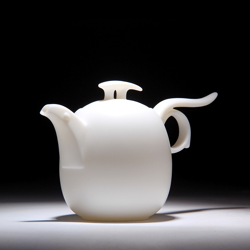 Mingyuan FengTang dehua white porcelain clay kaolin to suggest the teapot kung fu tea teapot single pot pot, pot of the crane by hand