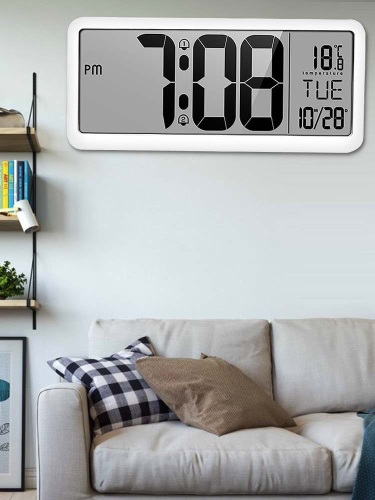 Large screen alarm clock LCD electronic clock digital home bedroom silent living room simple music desk wall clock HA300