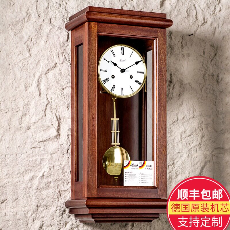 European-style wall clock clock living room solid wood German movement mechanical timekeeping clock home decoration wall watch HP0122