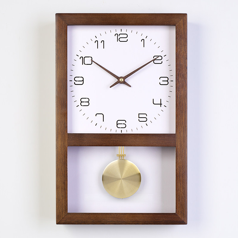 Han clock watch living room household fashion solid wood square decoration wall clock wall hanging wall clock HP 35