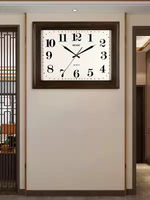 Hanshi living room square wall clock clock plus size solid wood clock Chinese retro decorative wall clock quartz clock HW30