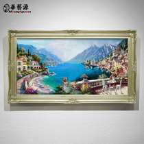 Eurostyle hand-painted oil painting Mediterranean American hanging paintings Xuanguan Restaurant Painting Horizontal version scenery Living room Decorative Painting Custom