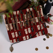 Little Fairy Wool Shop (Zhaokai Cat 20cm short needle Rod needle bag) cotton fabric wool needle storage bag