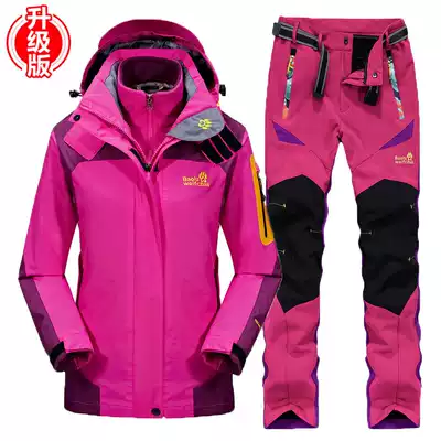 Tibet stormsuit suit men and women three-in-one plus velvet thickened rainproof windbreaker ski outdoor mountaineering suit