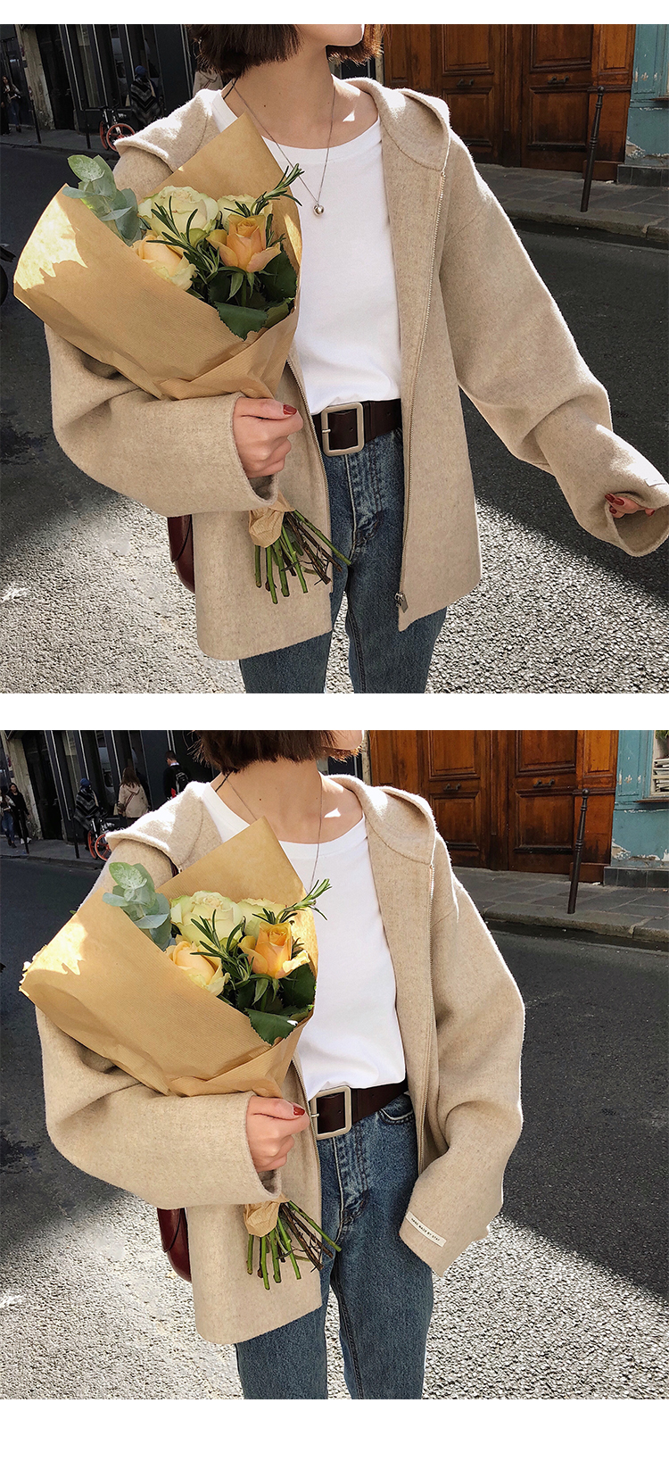 Keekain Korea Finale Love! Áo len hai dây 90% len lãng mạn Paris áo cardigan nam