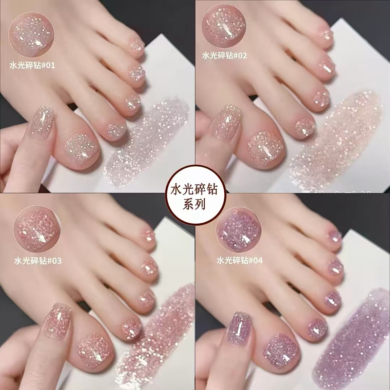 Water-Gloss Crushed Diamond Gel 2026 New Trendy Nail Polish Gel Spring and Summer Toenail Polish Dazzling White Nail Art Gel