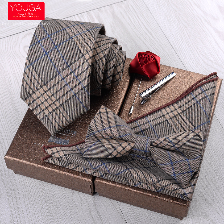 Gown with five sets of wedding ties Dress Business Casual Groom Collar Knots Cotton Pocket Towels with clip Courtesy Kit Boom