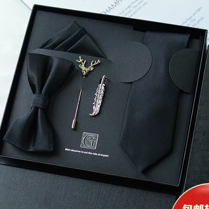 Black Tie for Men, Stylish Gift Box Set, Valentine's Day Gift, Birthday Gift for Men, Fashionable Trendy Suit, Versatile Black Tie for Men, Stylish Gift Box Set, Valentine's Day Gift, Birthday Gift for Men, Fashionable Trendy Suit, Versatile