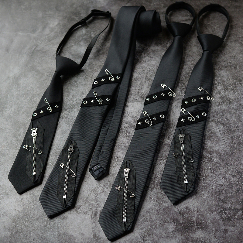 Dark Style Zipper Decorative Tie for Men and Women, Black Punk Niche Cool and Stylish Design with a Sense of Elegance and Fashion Dark Style Zipper Decorative Tie for Men and Women, Black Punk Niche Cool and Stylish Design with a Sense of Elegance and Fashion