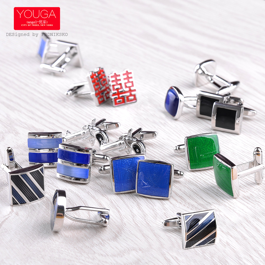 Boxed French shirt cufflinks nail buckle Men's and women's cufflinks shirt cuff buckle Conference wedding interview formal tide