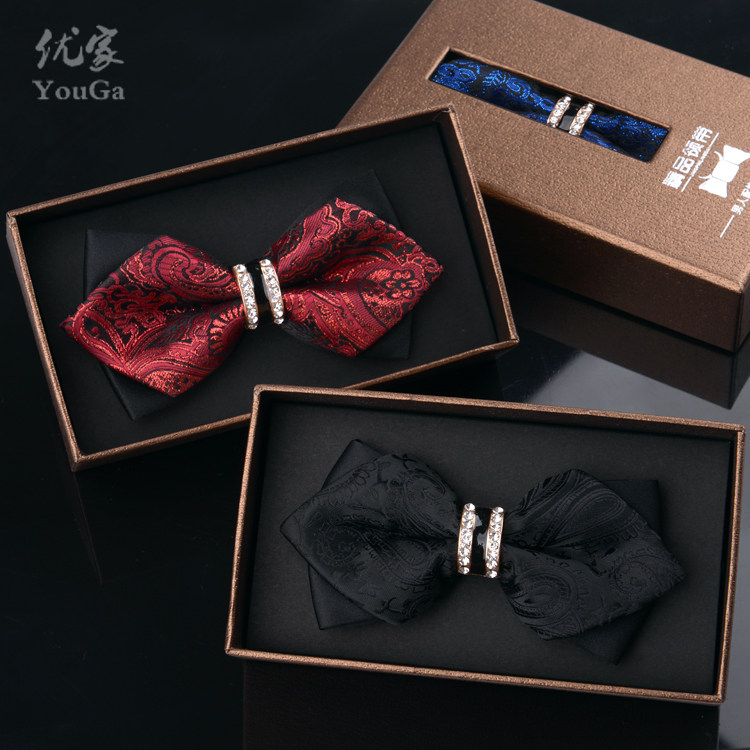 Men's Bowl Bride Bride Bride Costume Married British Wine Red Black Diamond Corner Butterfly Box