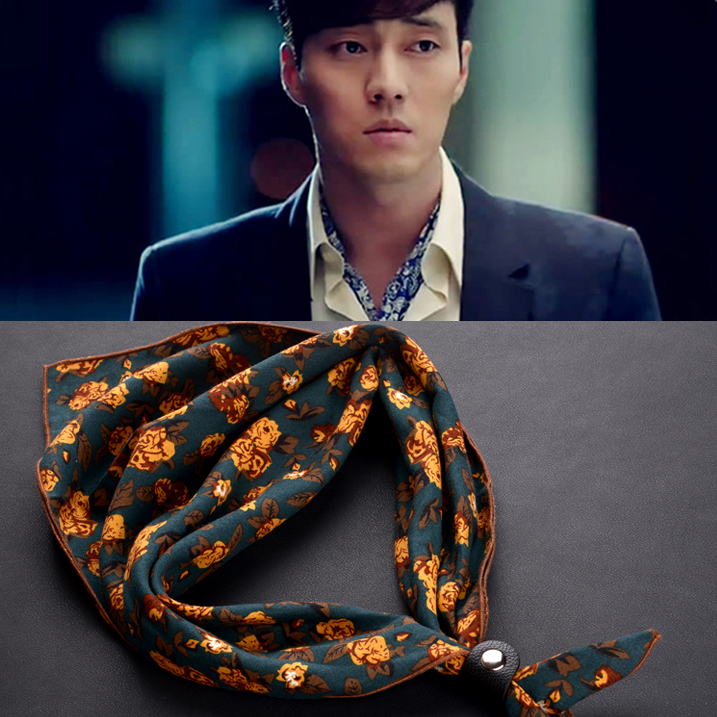 Autumn and winter men's and women cotton silk scarves Korean version of the flower British wild all-match scarf retro fashion suit scarf tide
