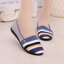 Women stripes flats ladies soft anti-slip breathable shoes