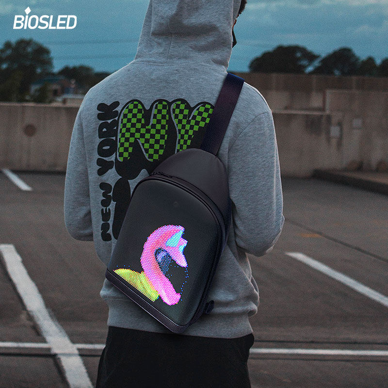 New smart creative backpack trend youth motorcycle motorcycle riding LED luminous display screen outdoor satchel