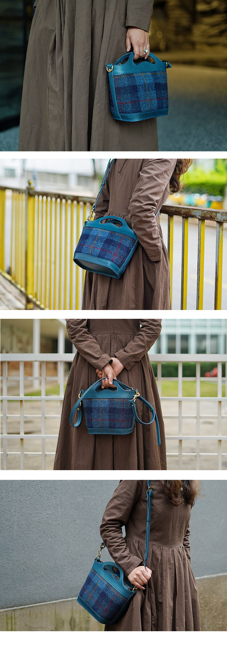 ケユカ×ハリスツイード　ウール牛革ショルダーバッグ Harris Tweed - ケユカ×ハリスツイード ウール牛革ショルダーバッグの