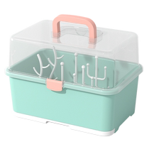 婴儿奶瓶收纳箱沥水带盖防尘晾干架便携式大号宝宝餐具储存物盒子