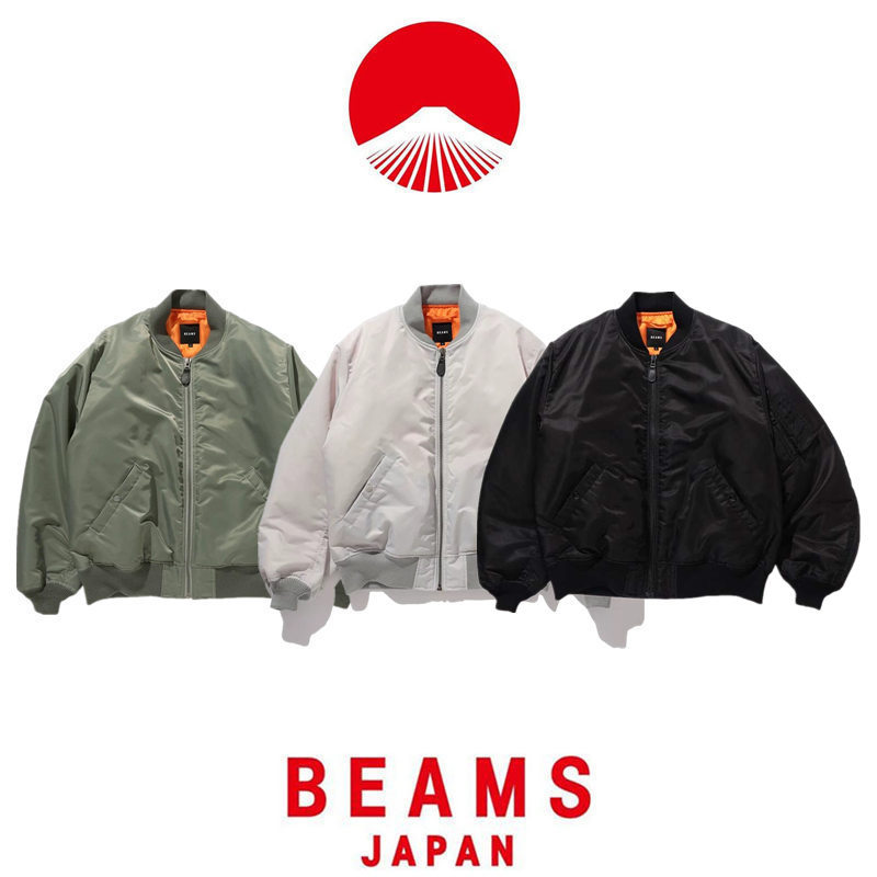 [in Stock] Beams 24Aw Japanese Style Nylon Waterproof Loose Ma-1 Short Cotton Flight Jacket Coat