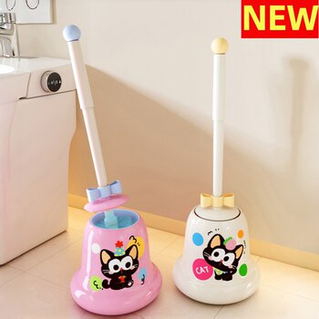 26 new high-looking dopamine toilet brush set cartoon cute girl bathroom no dead angle toilet brush