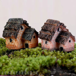 Fish tank moss micro-landscape ornaments 6 thatched houses houses resin small houses creative crafts Zakka style