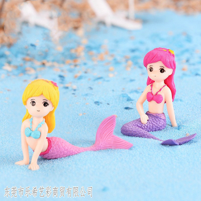Mermaid DIY Micro-Landscape Aquarium Decoration Water Feature Creative Beauty Cake Keychain Plastic Ornament Crafts