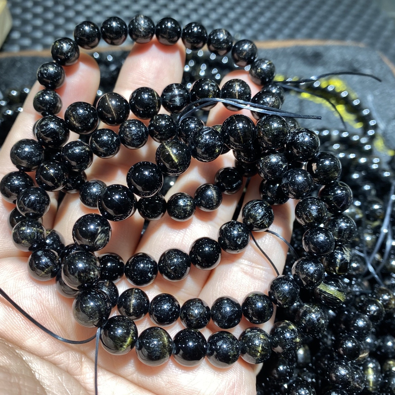 Natural Crystal Black Tourmaline with Cat's Eye Small Particle Bracelet for Men and Women, Special Price