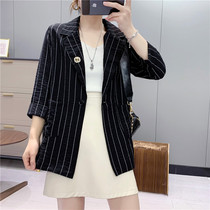 813 striped small suit spring and autumn womens new Korean version of the wild temperament slim one-button casual jacket trend