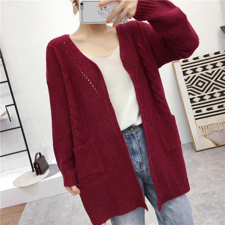 Áo len dệt kim dài tay mùa xuân và mùa thu của B-I11 áo cardigan nữ mỏng