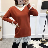 C-D15 áo len khâu mùa thu áo thun nữ cổ chữ V phiên bản Hàn Quốc của áo len nữ đáy hoang dã áo cardigan nữ