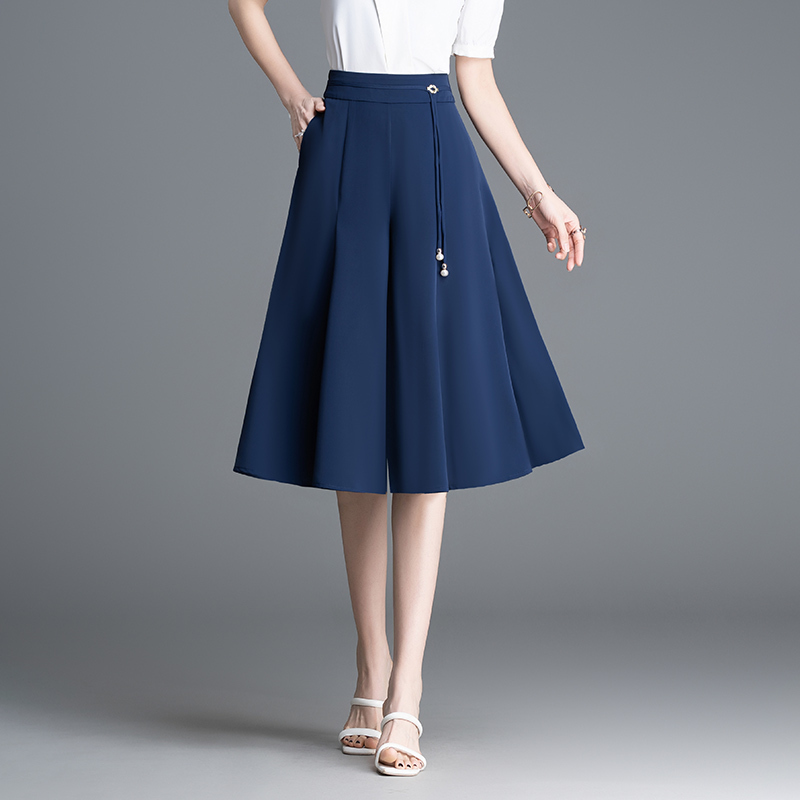 Chiffon Wide-Leg Pants for Women, Summer Thin New Style, Loose, Slimming, Fashionable, High-Waisted, Drapey, Cropped Casual Pants/Skirt Pants