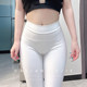 Yangliuchan# Scheming and translucent! Tight-hugging sexy sports casual pants for women showing off their buttocks, long yoga pants in white