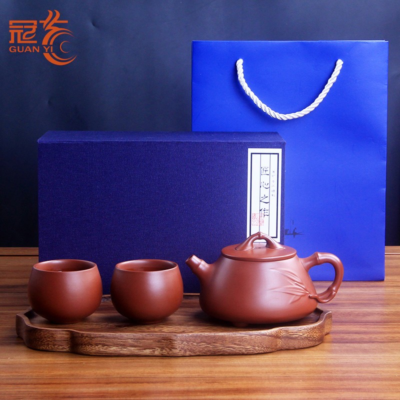 Чайный сервиз ручной работы Dahongpao mud Yixing Zisha, высококачественный чайный сервиз Кунг-фу с одним чайником и двумя чашками, подарочная коробка, подарок на день рождения