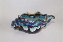 Ceramic conch ashtray kiln change handmade ashtray Marine ceramic ornaments for father Zibo kiln