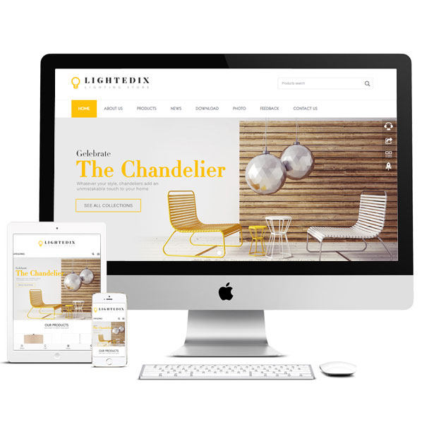 LED Lamps Foreign Trade Website Original Code Response Style h5 English stencil phone Adaptive php pseudo static background