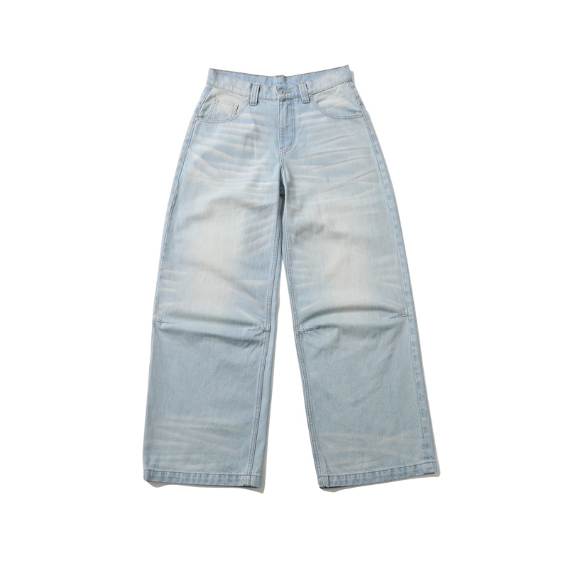 Wenfeng Li 25Fw Niuwang American Cone Kanglong Baggy Straight Silhouette Sky Blue Washed Jeans