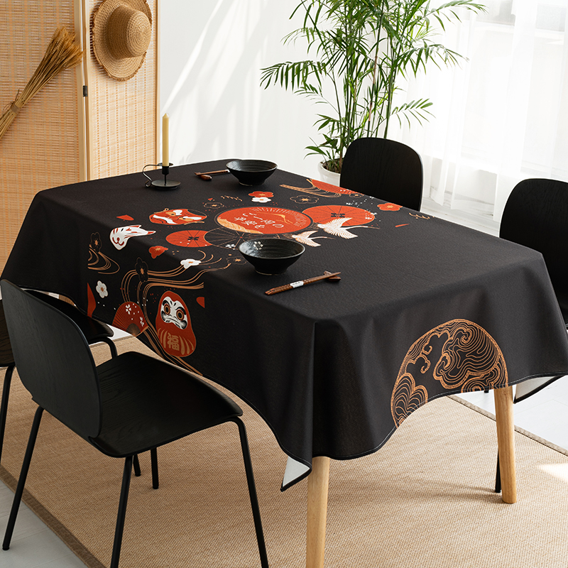 japanese-style tablecloth and wind, waterproof and oil-proof cotton and linen customization, tea table tablecloth, zen tablecloth, chinese style tea tablecloth