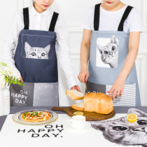 Cute cat cartoon apron cotton linen fabric men and women sleeveless home kitchen cooking apron baking waist coat