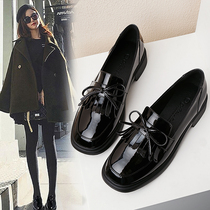 Genuine leather small leather shoes women slim fit Inn Wind small black comfort Summer work Soft bottom Beans Thick bottom Career Single Shoe