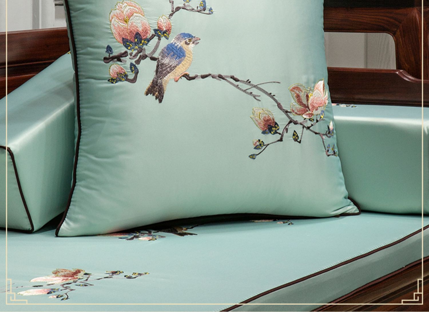 Vải mới kiểu Trung Quốc sofa gỗ gụ đệm gối bìa 1035 Trung Quốc Gió tựa lưng đệm bằng gói mà không có lõi - Trở lại đệm / Bolsters gối để sofa