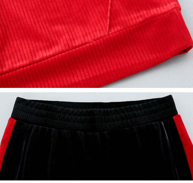 Yuanyang Yoga mùa thu Mạng mới Red Gold Velvet Áo len giản dị Bộ đồ hai mảnh màu đỏ Mũ trùm đầu thể thao Hàn Quốc Phụ nữ - Thể thao sau bộ thể thao puma