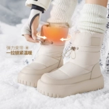 Зимние утепленные туфли на платформе, белые короткие сапоги, ботинки