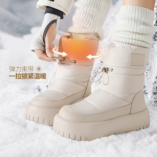 Зимние утепленные туфли на платформе, белые короткие сапоги, ботинки